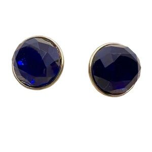 Faceted royal blue jewel costume dramatic circular post earring